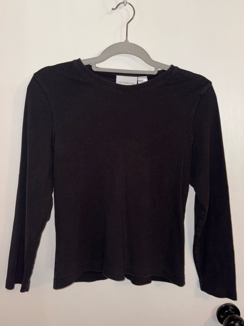 Liz Claiborne Black Long Sleeve Thermal Top